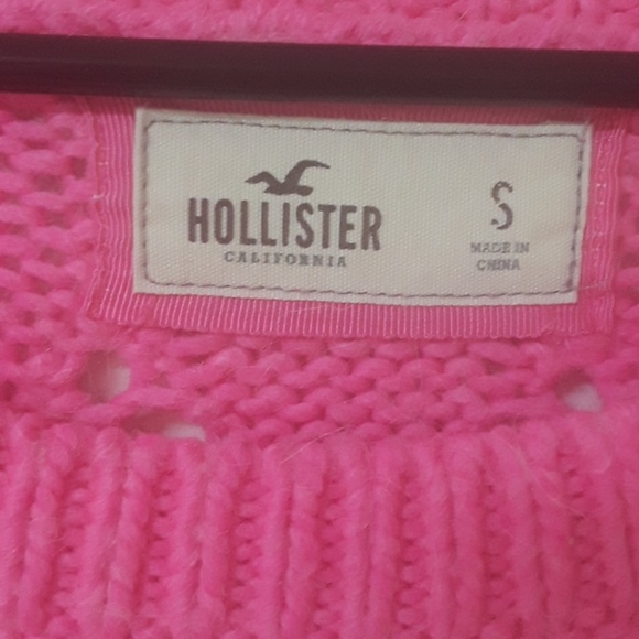 🎉Hollister neon pink crochet/knit sweater - Picture 5 of 5